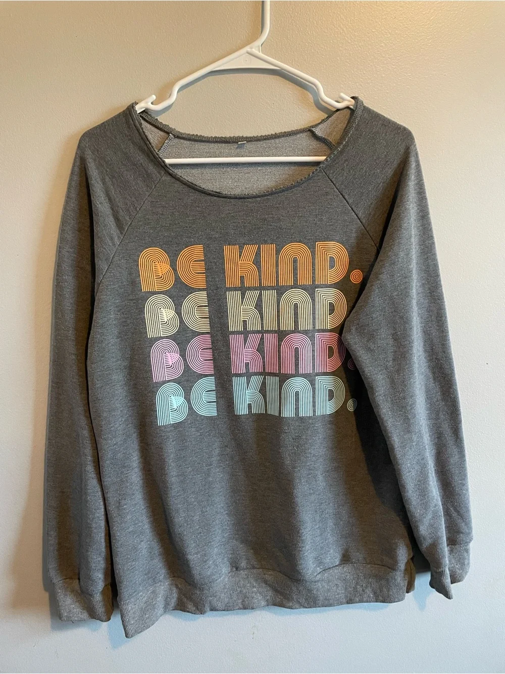 Gray Graphic Sweatshirt with Orange Retro Lettering
